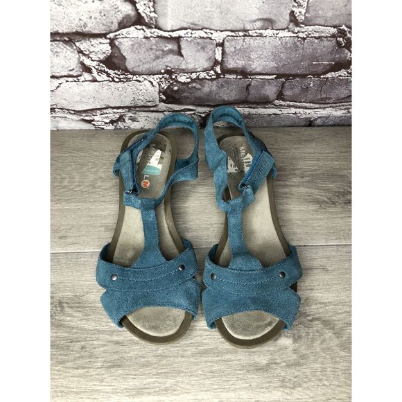 Merrell Revalli Dragonfly Blue Teal Leather Strappy Wedge Sandals Women Sz 7M US - Picture 2 of 16